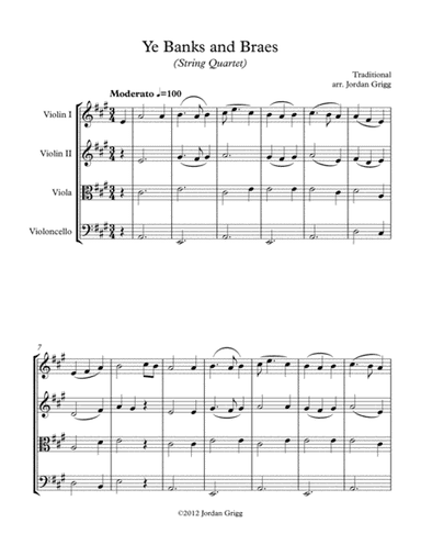 Ye Banks and Braes (String Quartet) (arr. Jordan Grigg)