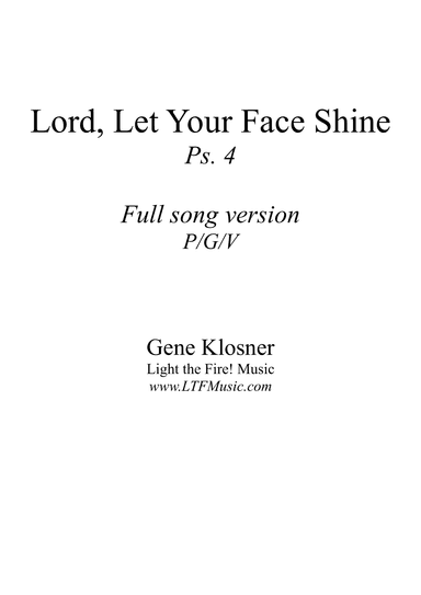 Lord, Let Your Face Shine (Ps. 4) [P/G/V]