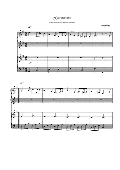 Greenleves. Piano 4 hands (arr. Ester Alessandrini)