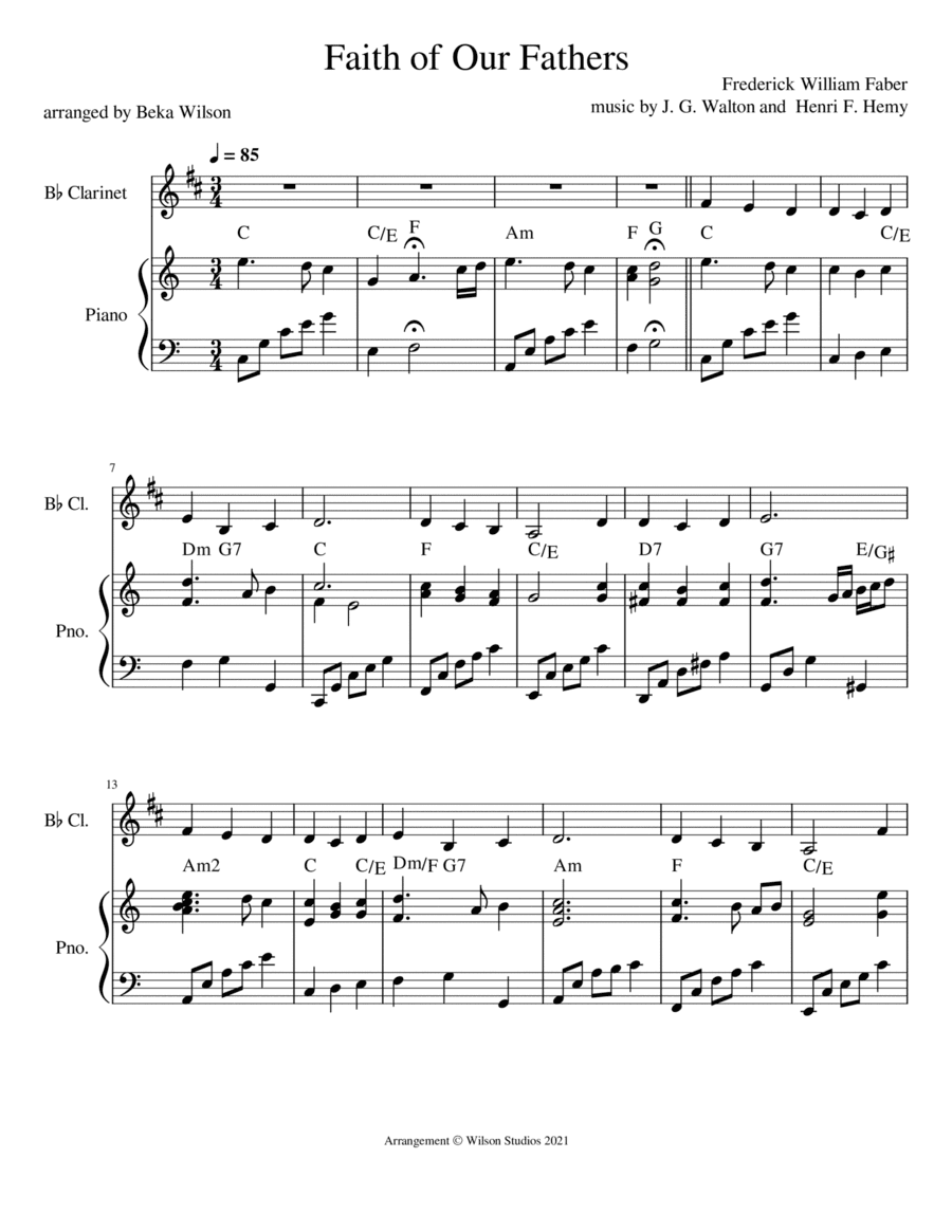Faith of Our Fathers--clarinet solo (arr. Beka Wilson)