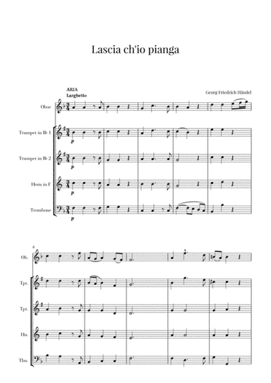 Haendel - Lascia ch’io pianga (for Oboe and Brass Quartet) (arr. Cadenza Editions)