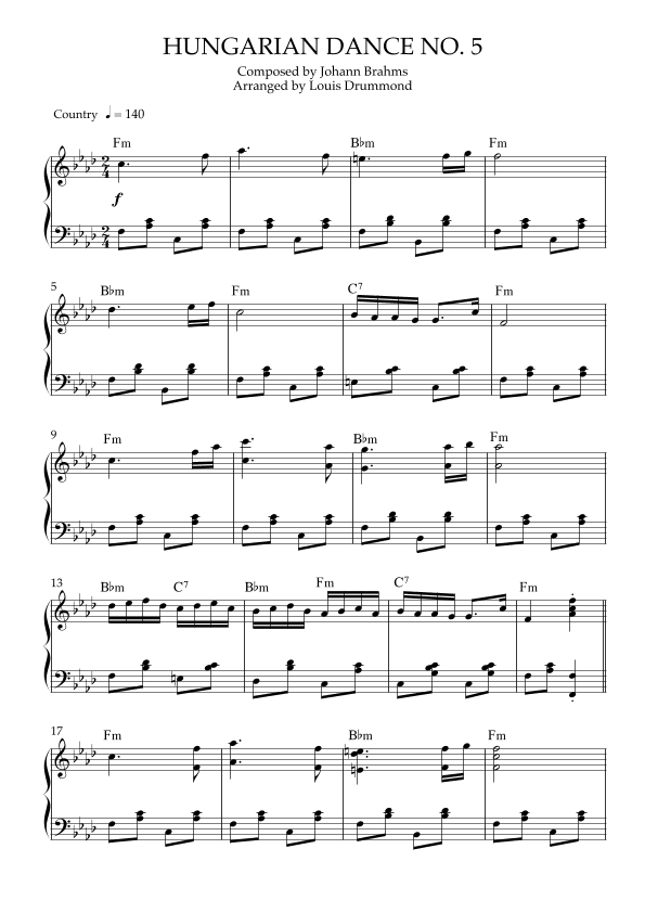 Hungarian Dance No. 5 (arr. Louis Drummond)