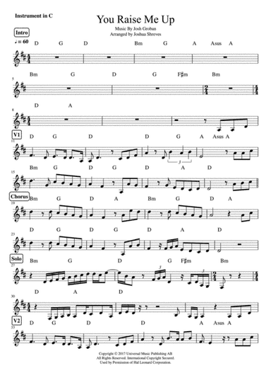 You Raise Me Up (arr. Joshua Shreves)
