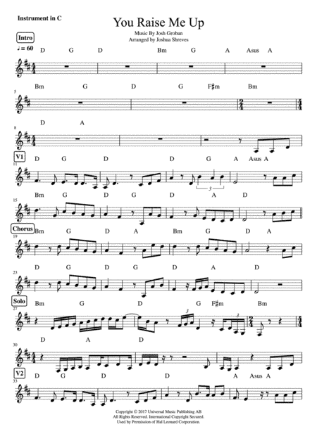 You Raise Me Up (arr. Joshua Shreves)