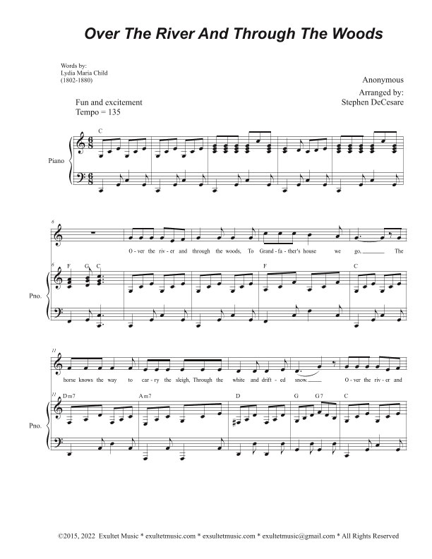 Over The River And Through The Woods (Unison choir) (arr. Stephen DeCesare)