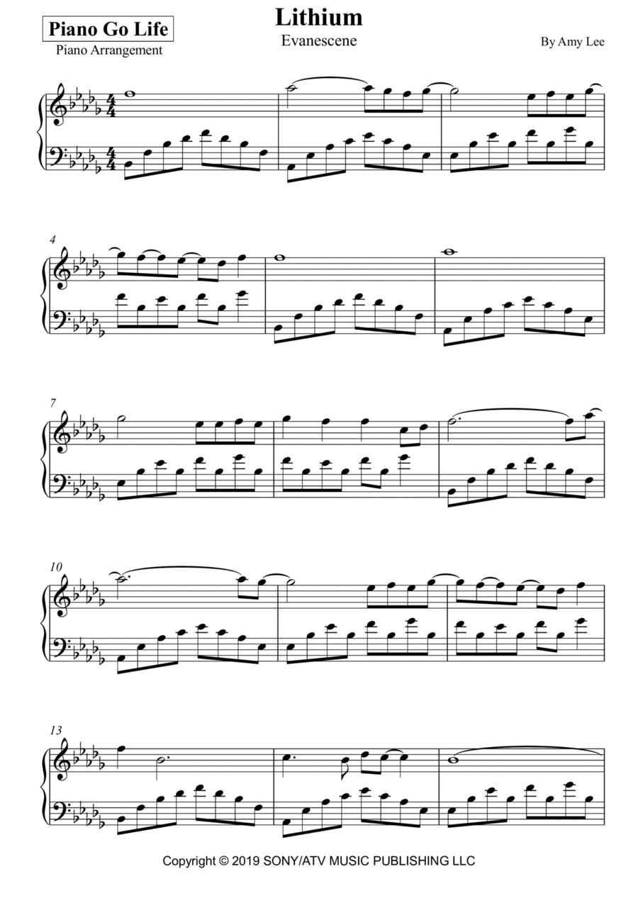 Lithium (arr. Piano Go Life)