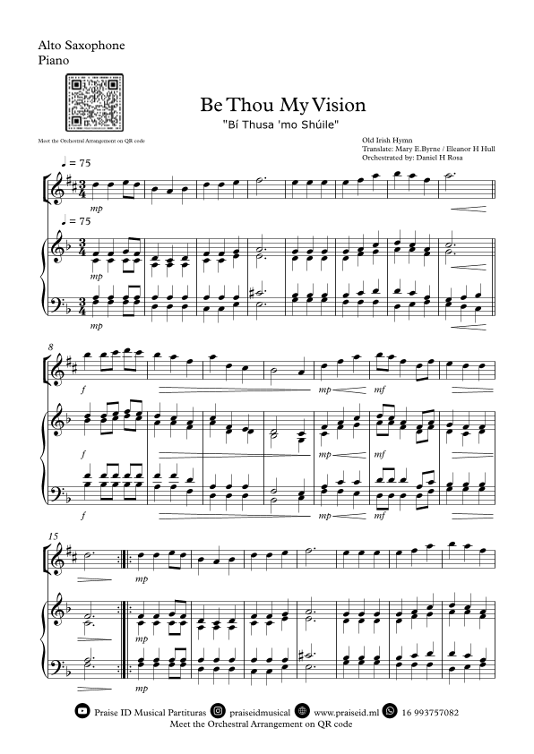 Be Thou My Vision - "Bí Thusa 'mo Shúile" - Easy Alto Saxophone and Piano (arr. Daniel H Rosa)