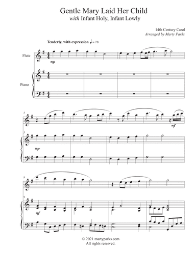 Gentle Mary Laid Her Child (Flute-Piano) (arr. Marty Parks)