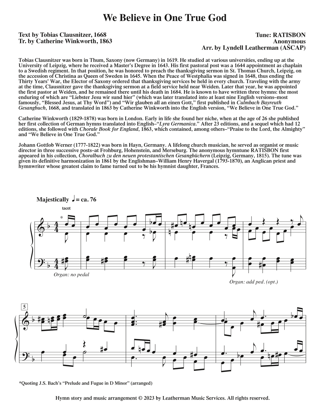 We Believe in One True God (arr. Lyndell Leatherman)