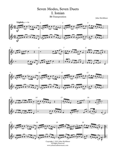 Seven Modes, Seven Duets - Bb Treble Transposition