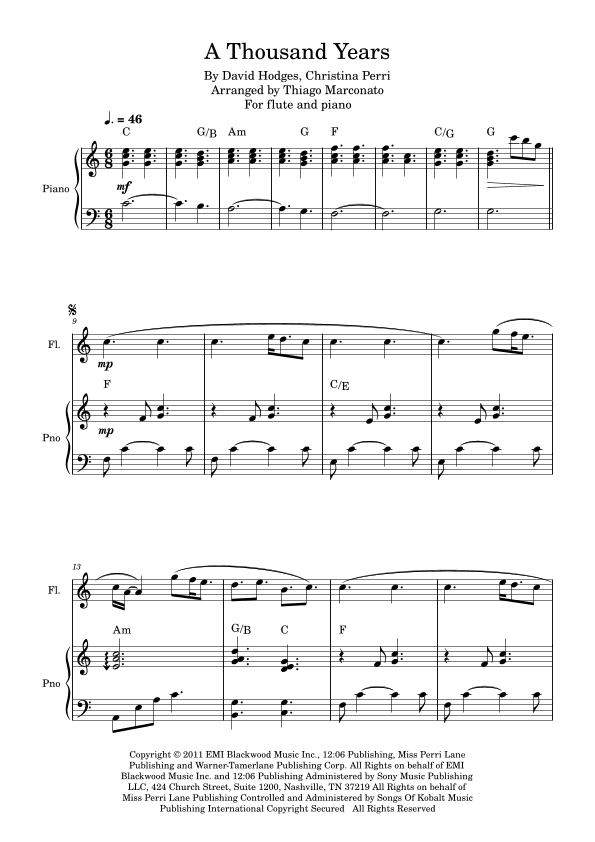 A Thousand Years (arr. Thiago Marconato)
