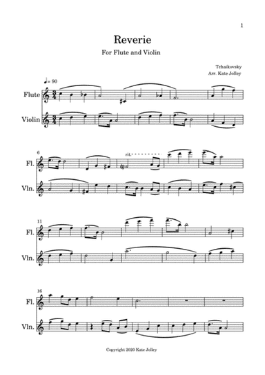 Reverie for Flute and Violin (arr. Kate Jolley)