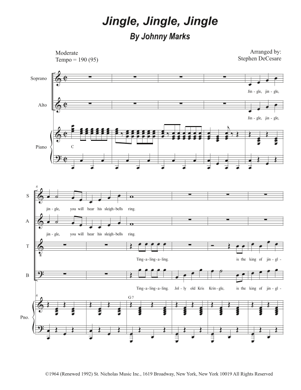 Jingle, Jingle, Jingle (arr. Stephen DeCesare)