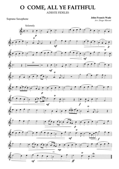 "O Come, All Ye Faithful" for Saxophone Quartet (arr. Diego Marani)