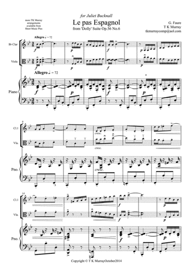 Faure - 'Le pas espagnol' - Clarinet, Viola & Piano (arr. Tim TK Murray)