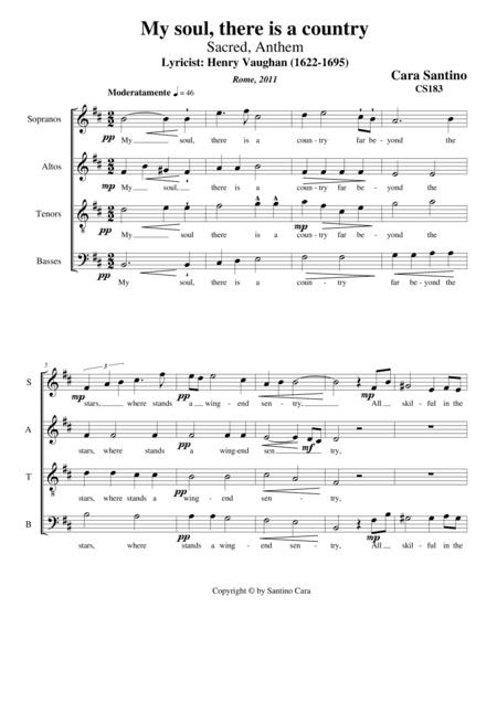 My soul, there is a country - Sacred  Anthem for Choir SATB a cappella