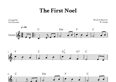 The First Noel - For Ukulele (Melody in C) (arr. Yuri Noronha)