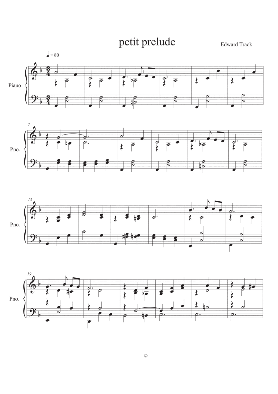 Petit Prelude, small easy to play piano piece with a nice melody