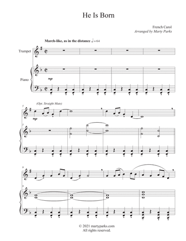 He Is Born (Trumpet-Piano) (arr. Marty Parks)
