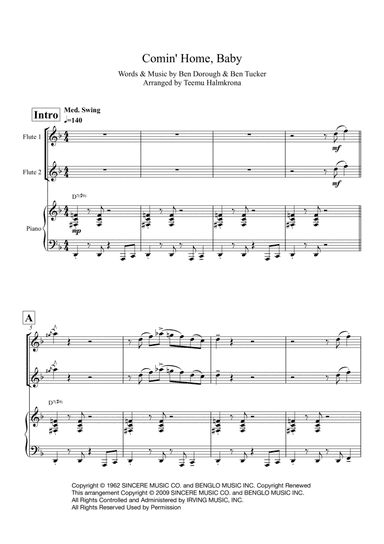 Comin' Home Baby (arr. Teemu Halmkrona)