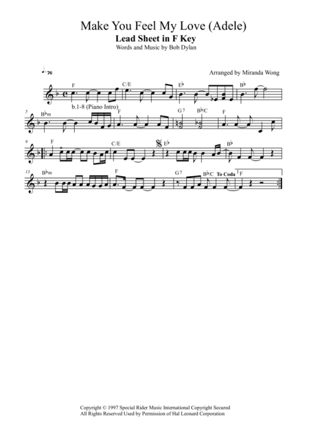 Make You Feel My Love (arr. Miranda Wong)