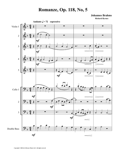 Romanze, Op. 118, No. 5 (String Nonet) (arr. Richard Byrnes)