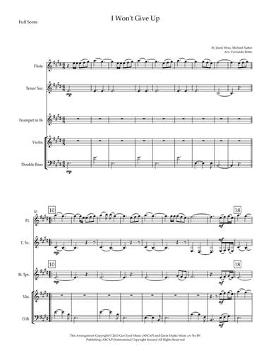 I Won't Give Up (arr. Fernando Britto)