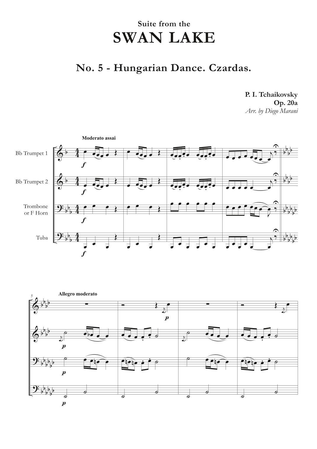 "Hungarian Dance. Czardas" from Swan Lake Suite for Brass Quartet (arr. Diego Marani)