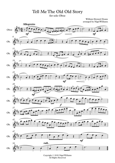 Tell Me The Old Old Story, for Oboe Solo (arr. Nigel Williams)