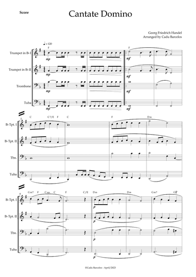 Cantate Domino - Handel (Brass Quartet) Chords (arr. Cadu Barcelos)