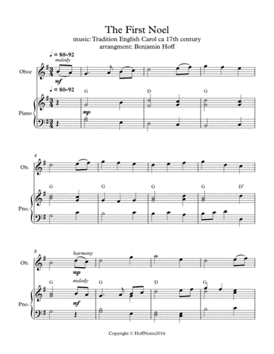 The First Noel for Oboe and Piano (arr. Benjamin Hoff)