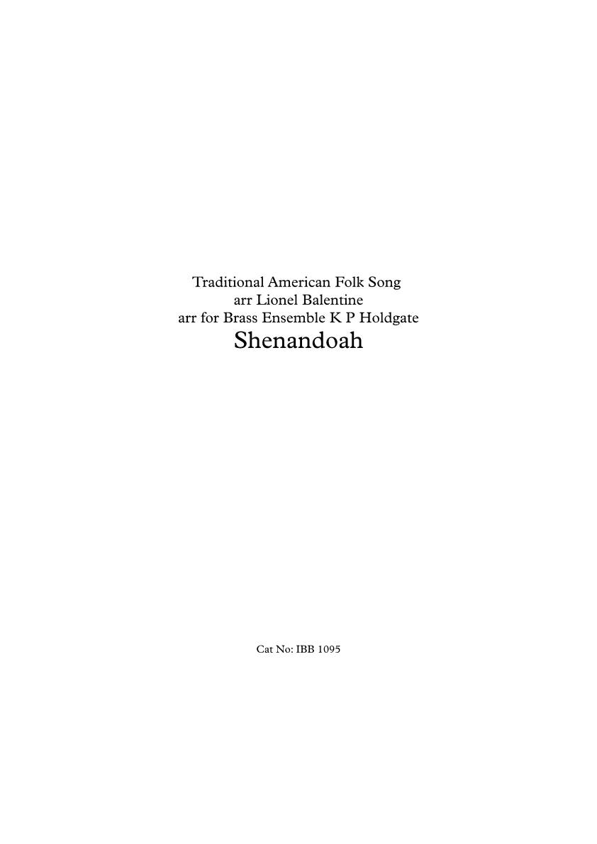 Shenandoah (arr. Kevin Holdgate)