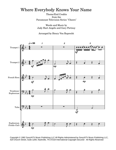 Where Everybody Knows Your Name (arr. Henry Von Ruprecht)