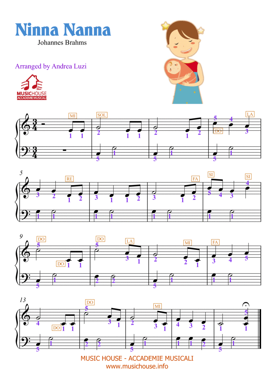 Ninna Nanna - Johannes Brahms - EASY PIANO (arr. Andrea Luzi)