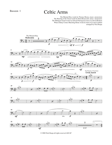 Celtic Arms - Bassoon 1 part (arr. Nick Raspa)