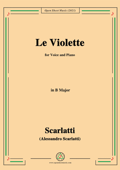 Scarlatti-Le Violette in B Major,from Pirro e Demetrio,for Voice&Piano (arr. MSM)