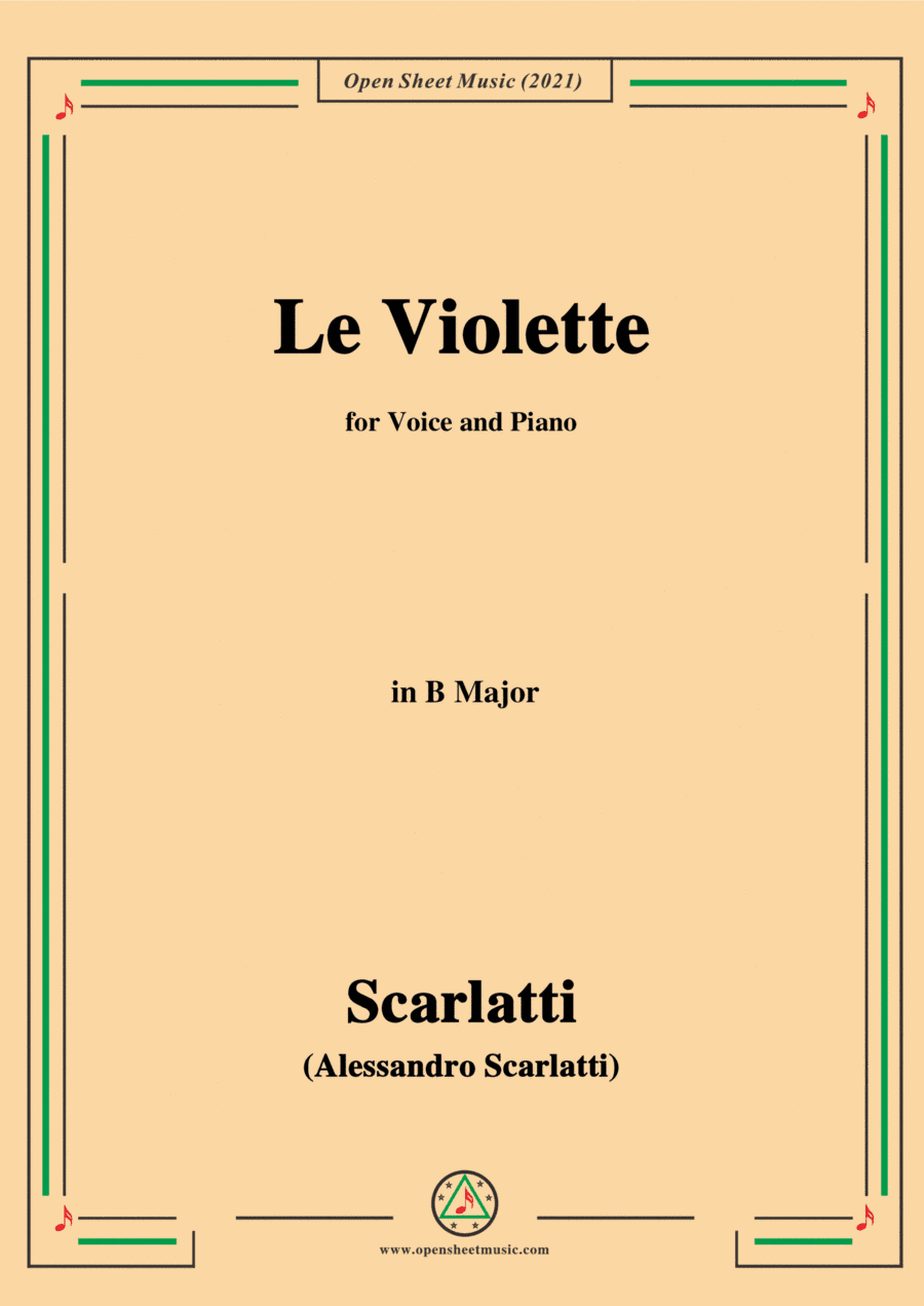 Scarlatti-Le Violette in B Major,from Pirro e Demetrio,for Voice&Piano (arr. MSM)