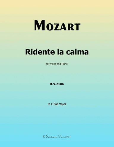 Ridente la calma, by Mozart, in E flat Major (arr. Editions Dao)