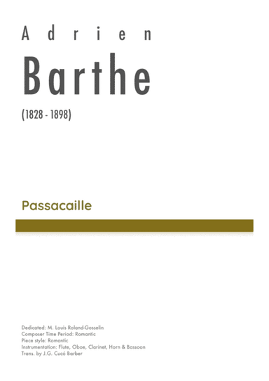 Barthe - Passacaille for Wind Quintet (arr. J.G. Cucó Barber)