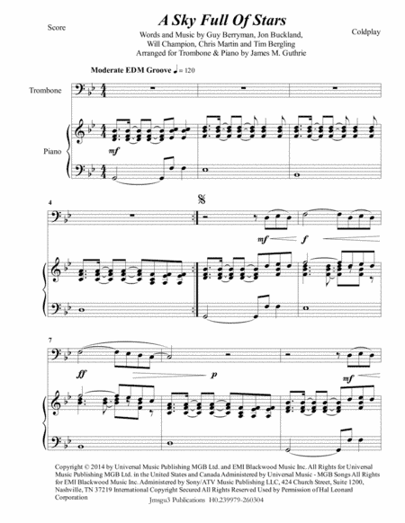 A Sky Full Of Stars (arr. James M. Guthrie, ASCAP)