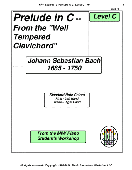 Bach - Prelude in C - WTC - (Key Map Tablature) (arr. John M. Honeycutt)