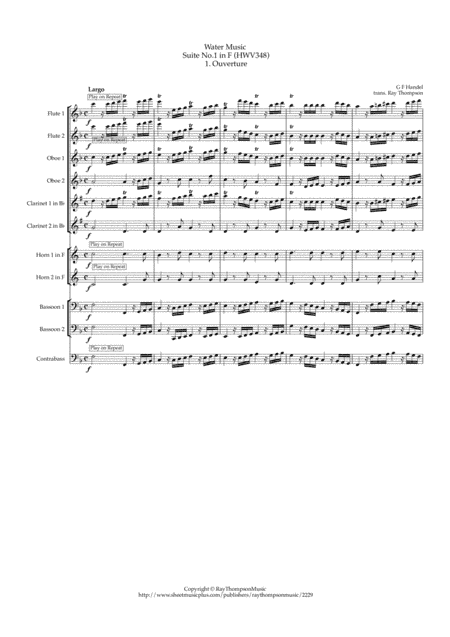 Handel: Water Music HWV348 - a selection of pieces from his suite in F - symphonic wind (arr. Ray Thompson)