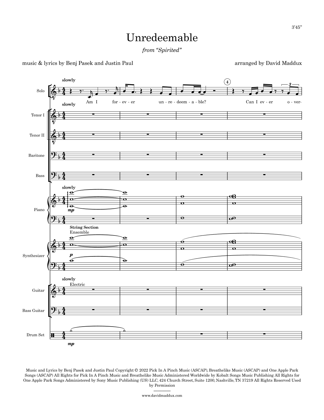 Unredeemable (arr. David Maddux)