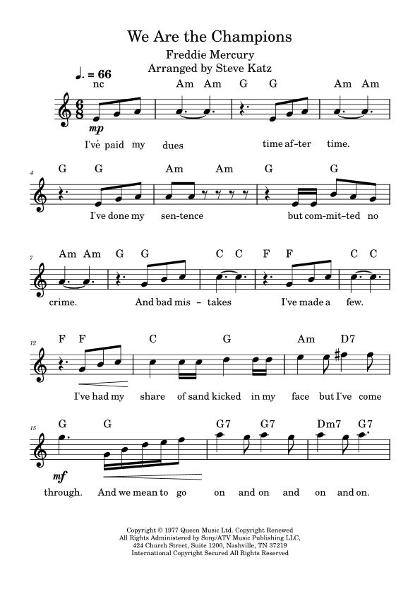 We Are The Champions (arr. Steve Katz)