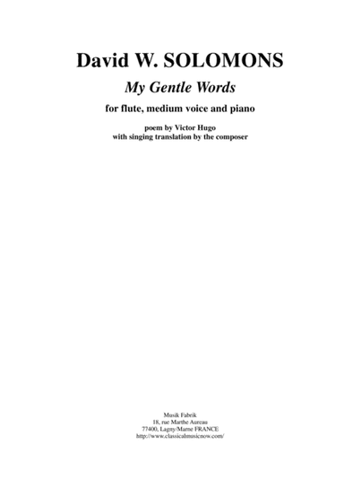 David Warin Solomons:  My Gentle Words for medium voice, flute and piano