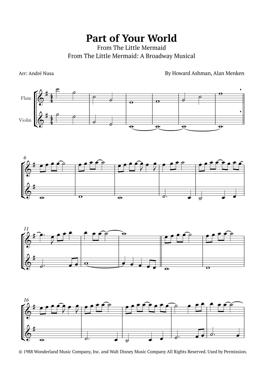 Part Of Your World (arr. André Nusa)