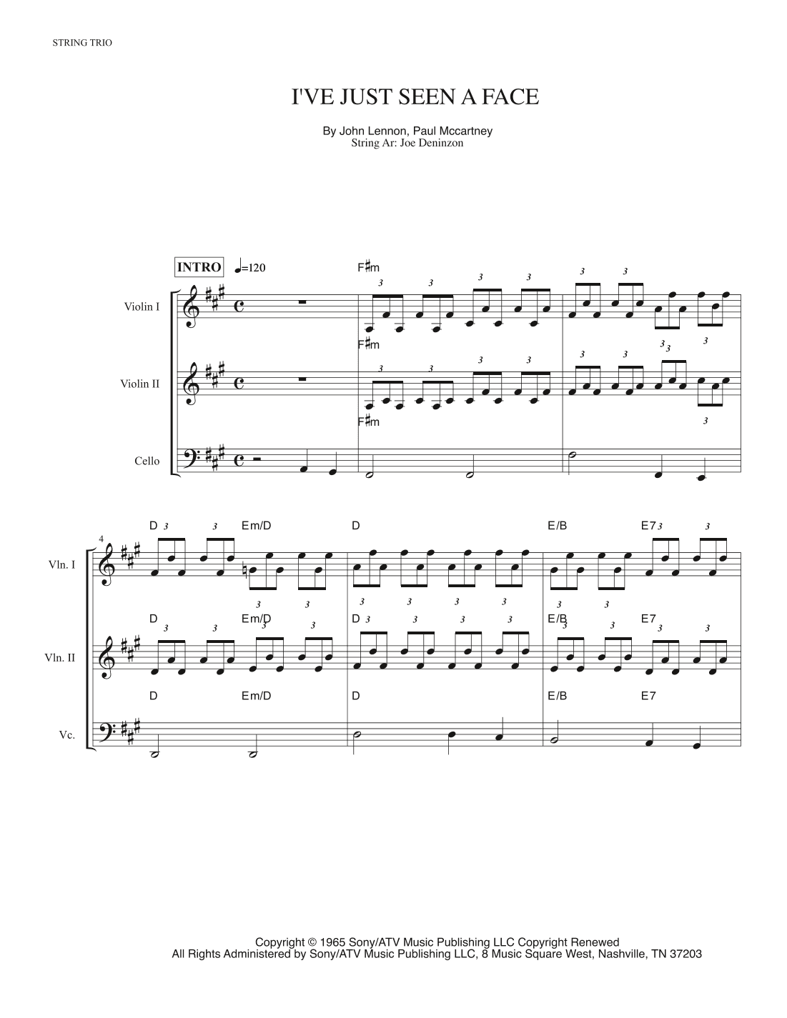 I've Just Seen A Face (arr. Joe Deninzon)