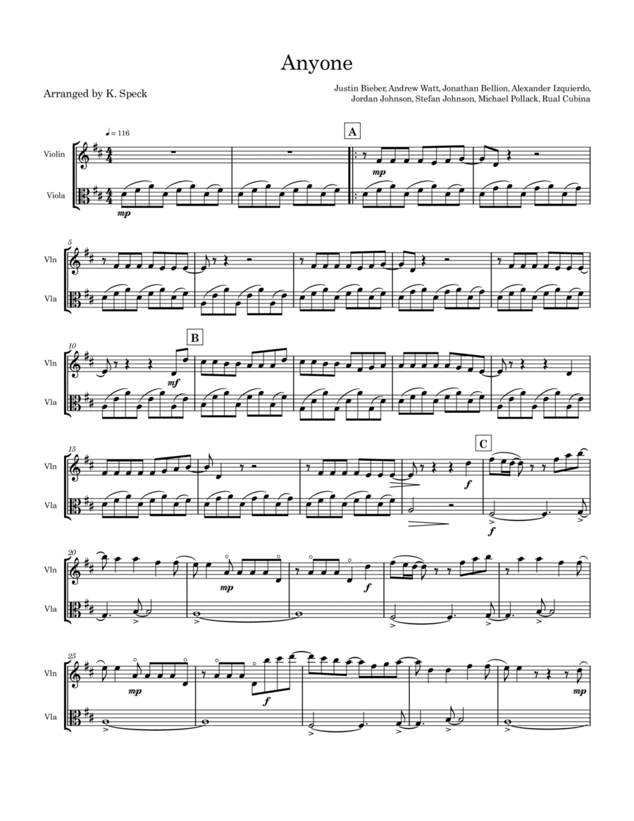 Anyone (arr. K. Speck)