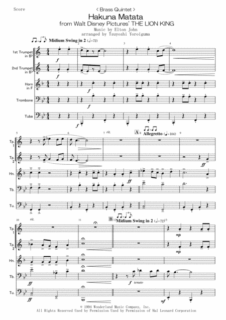Hakuna Matata (arr. Tsuyoshi Yoroiguma)