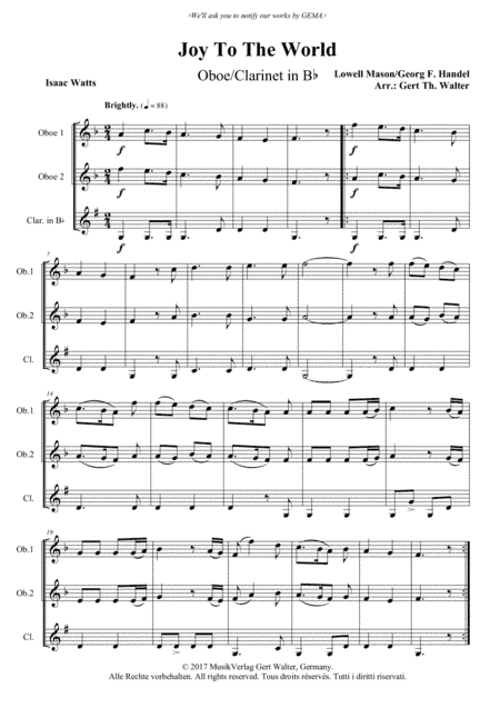 Joy To The World (arr. Gert Th. Walter)